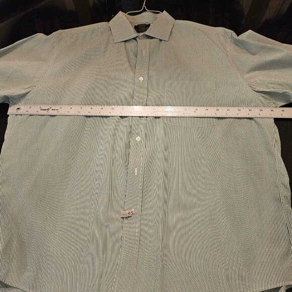 J Crew Men's Green Striped Dress Shirt, Sz 16.5 / 35 - Picture 7 of 10